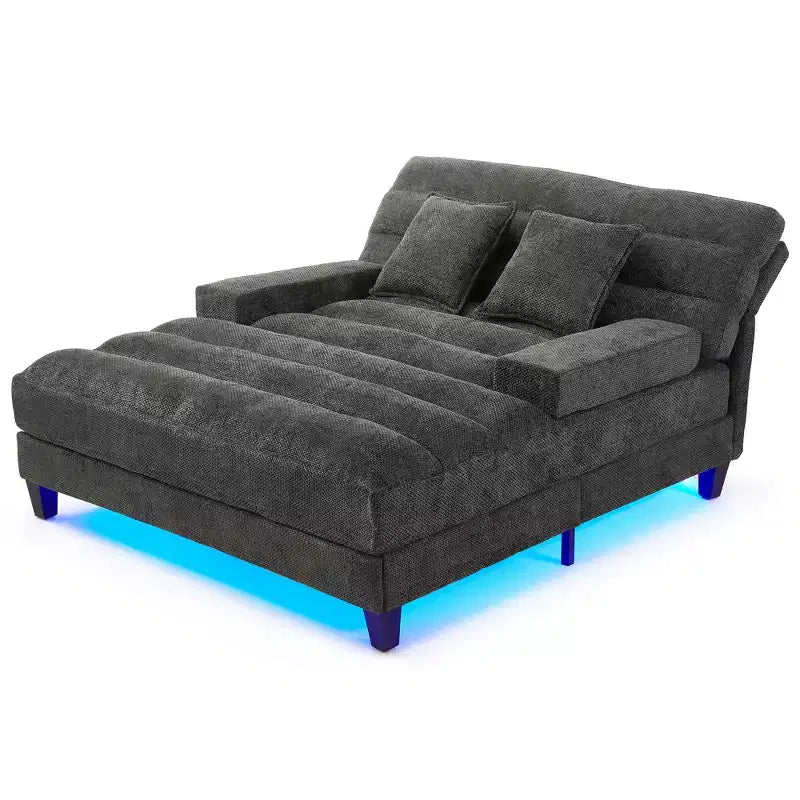 Merax Divano Chaise Longue Moderno in Ciniglia Regolabile con Illuminazione LED RGB