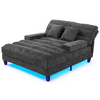 Merax Divano Chaise Longue Moderno in Ciniglia Regolabile con Illuminazione LED RGB
