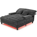 Merax Divano Chaise Longue Moderno in Ciniglia Regolabile con Illuminazione LED RGB