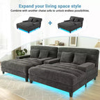 Merax Divano Chaise Longue Moderno in Ciniglia Regolabile con Illuminazione LED RGB