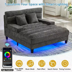 Merax Divano Chaise Longue Moderno in Ciniglia Regolabile con Illuminazione LED RGB