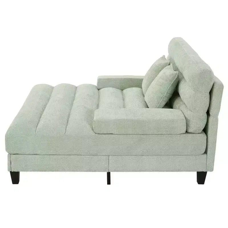 Merax Divano Chaise Longue Moderno in Ciniglia Regolabile con Illuminazione LED RGB