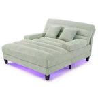 Merax Divano Chaise Longue Moderno in Ciniglia Regolabile con Illuminazione LED RGB