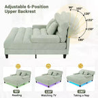 Merax Divano Chaise Longue Moderno in Ciniglia Regolabile con Illuminazione LED RGB