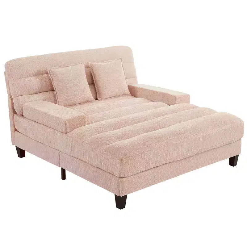 Merax Divano Chaise Longue Moderno in Ciniglia Regolabile con Illuminazione LED RGB