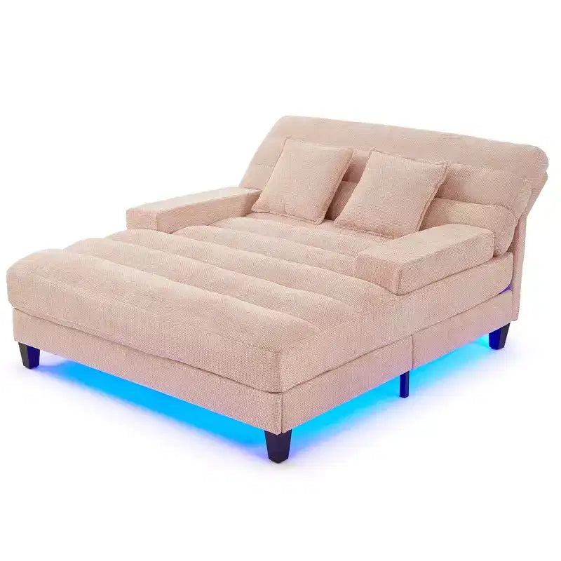 Merax Divano Chaise Longue Moderno in Ciniglia Regolabile con Illuminazione LED RGB