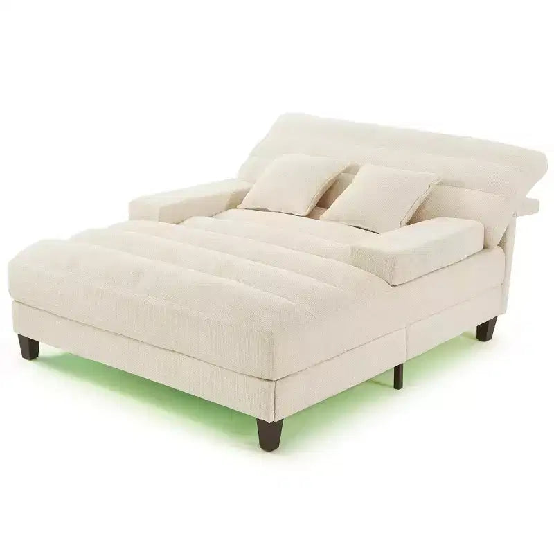 Merax Divano Chaise Longue Moderno in Ciniglia Regolabile con Illuminazione LED RGB