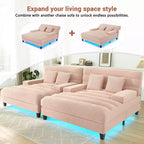 Merax Divano Chaise Longue Moderno in Ciniglia Regolabile con Illuminazione LED RGB