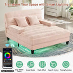 Merax Divano Chaise Longue Moderno in Ciniglia Regolabile con Illuminazione LED RGB