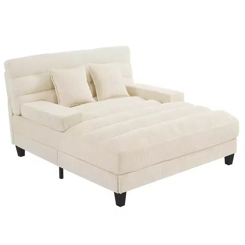 Merax Divano Chaise Longue Moderno in Ciniglia Regolabile con Illuminazione LED RGB