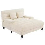 Merax Divano Chaise Longue Moderno in Ciniglia Regolabile con Illuminazione LED RGB