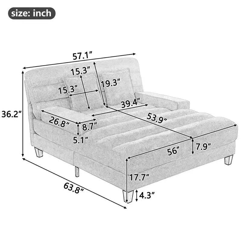 Merax Divano Chaise Longue Moderno in Ciniglia Regolabile con Illuminazione LED RGB