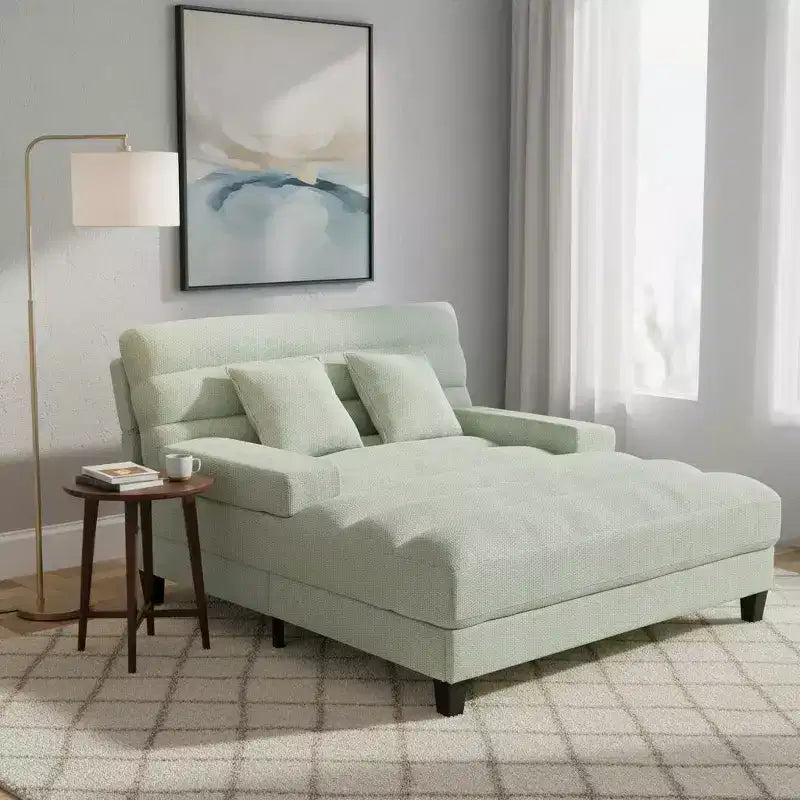Merax Modern Chenille Adjustable Chaise Lounge Sofa with RGB LED Lighting