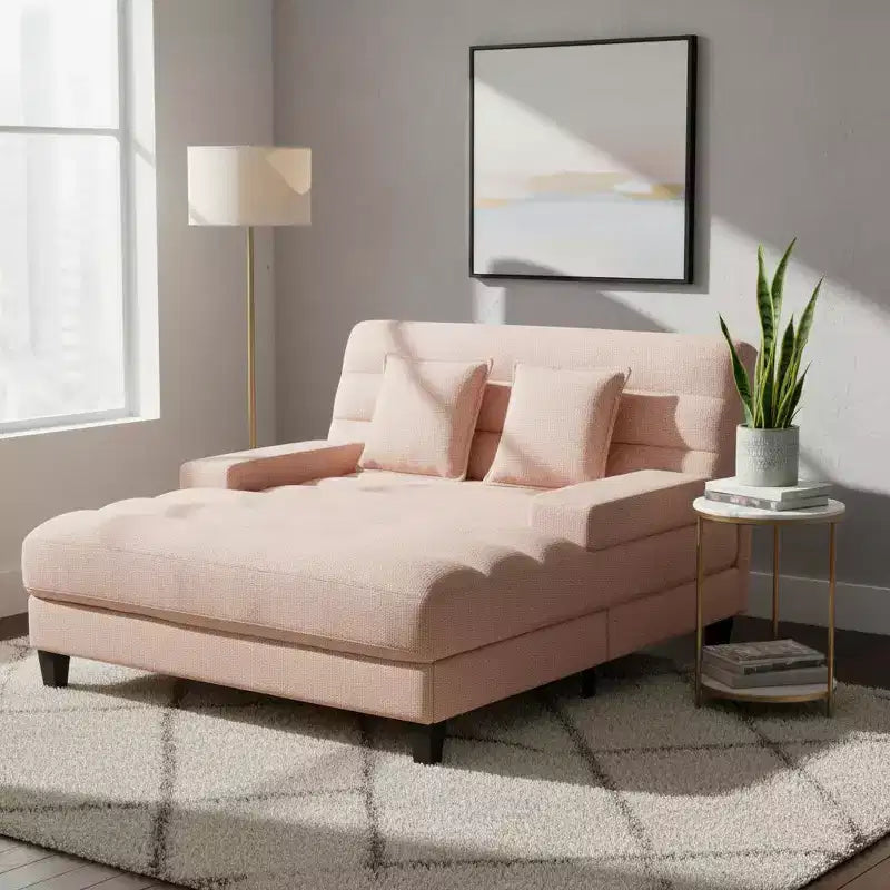 Merax Modern Chenille Adjustable Chaise Lounge Sofa with RGB LED Lighting