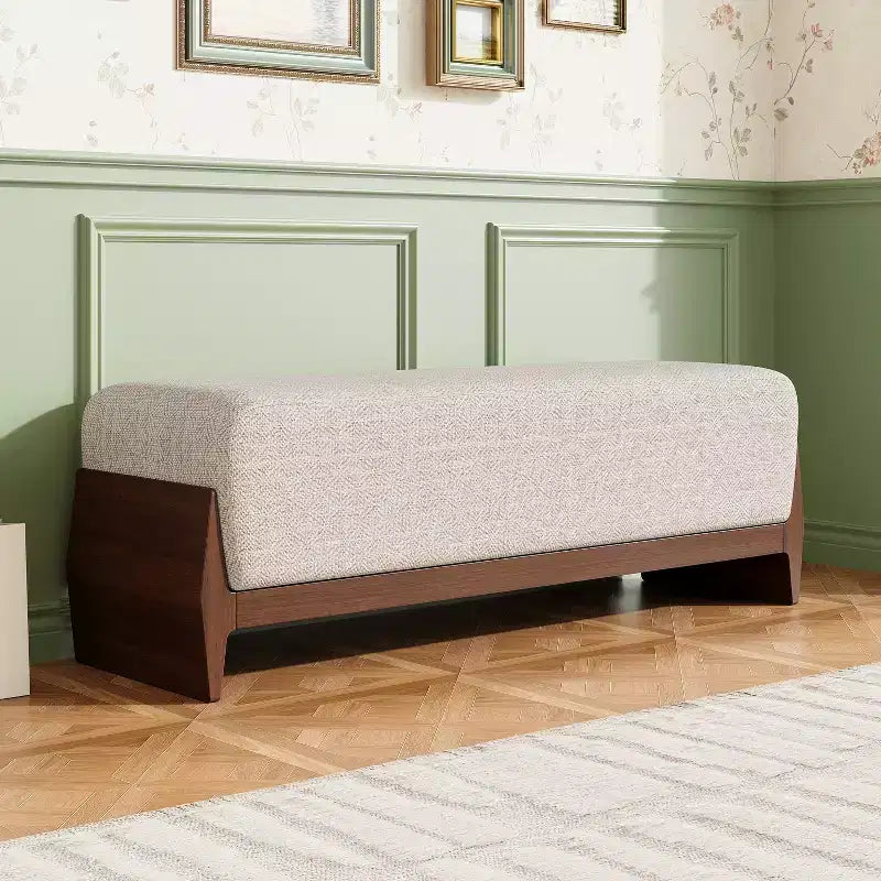 Panca imbottita Christopher Knight Home Vivien in legno stile Mid-Century Modern con cuscini spessi e morbidi