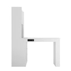 Okak 46IN Space-Saving L Shaped Desk with Bookshelf, Computer Desk with Drawers, Corner Desk for Reading Room, Bedroom, Office