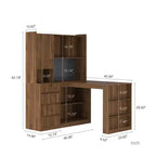 Okak 46IN Space-Saving L Shaped Desk with Bookshelf, Computer Desk with Drawers, Corner Desk for Reading Room, Bedroom, Office