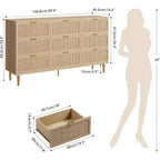 Cassettiera a 9 cassetti, comò moderno in legno per camera da letto con cassetti contenitori, mobile TV in stile rustico per soggiorno, camera da letto, corridoio