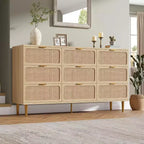 Cassettiera a 9 cassetti, comò moderno in legno per camera da letto con cassetti contenitori, mobile TV in stile rustico per soggiorno, camera da letto, corridoio