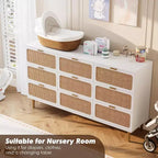 Cassettiera a 9 cassetti, comò moderno in legno per camera da letto con cassetti contenitori, mobile TV in stile rustico per soggiorno, camera da letto, corridoio