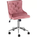VINGLI Velvet Office Chair - Modern Upholstered Desk Chair with Adjustable Height, Tilting Mechanism, and Rolling Wheels - Pink