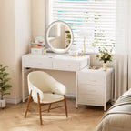 Besiost Corner Home Office Desk with File Drawers, Computer Desk with Charging Station