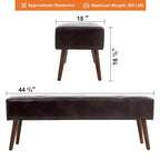 Panca Pouf da Camera da Letto Furniliving 44 Pollici, Rivestita in Ecopelle con Gambe in Legno per Soggiorno/Camera da Letto/Ingresso