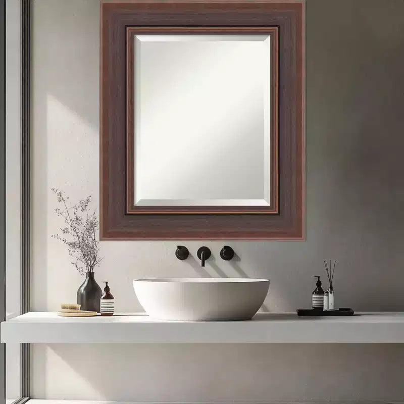 Amanti Art Moab Brown Bronze Beveled Framed Bathroom Vanity Wall Mirror