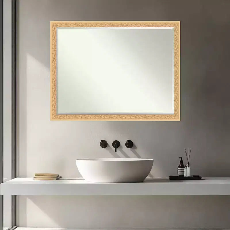 Amanti Art Bethany Half-Inch-Bevel Wood Framed Bathroom Vanity Wall Mirror