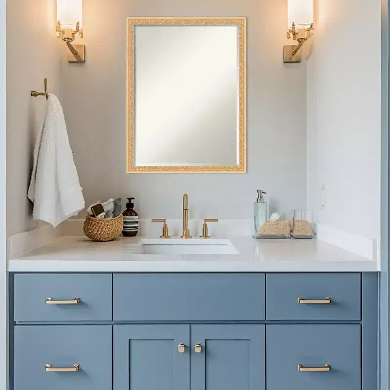Amanti Art Bethany Half-Inch-Bevel Wood Framed Bathroom Vanity Wall Mirror