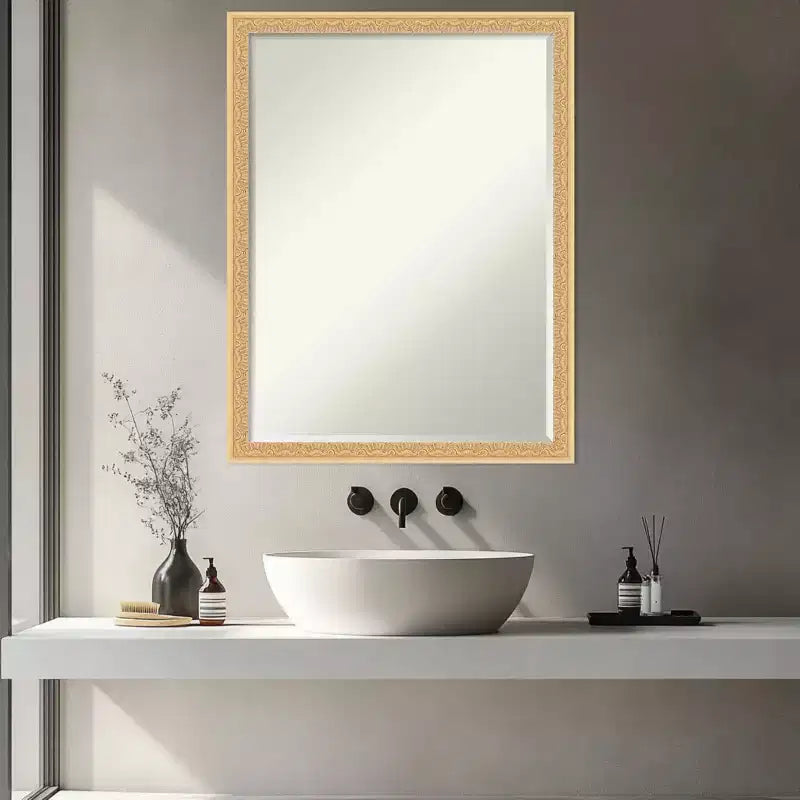 Amanti Art Bethany Half-Inch-Bevel Wood Framed Bathroom Vanity Wall Mirror