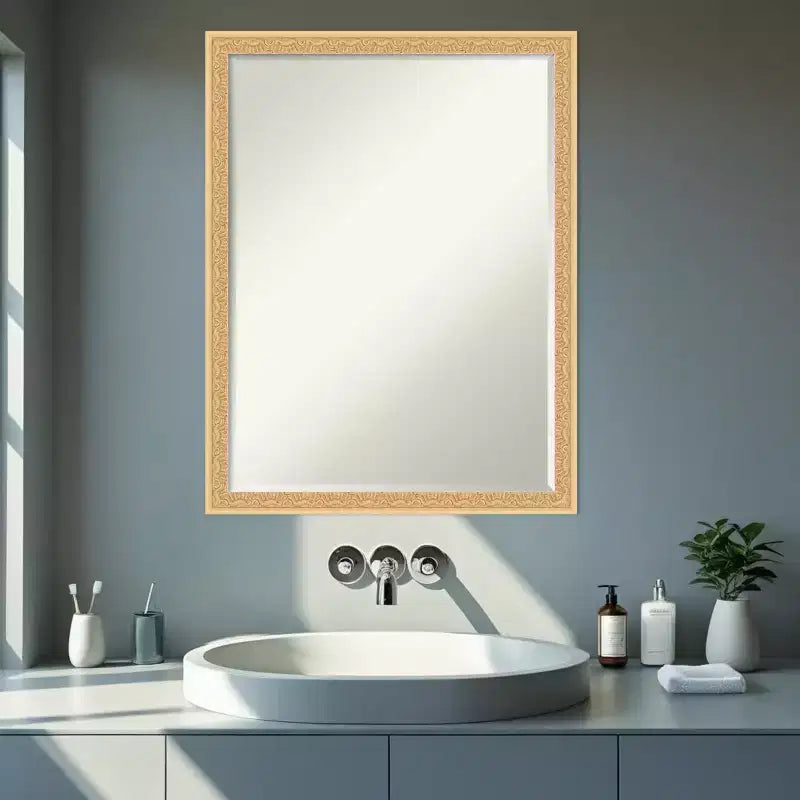 Amanti Art Bethany Half-Inch-Bevel Wood Framed Bathroom Vanity Wall Mirror
