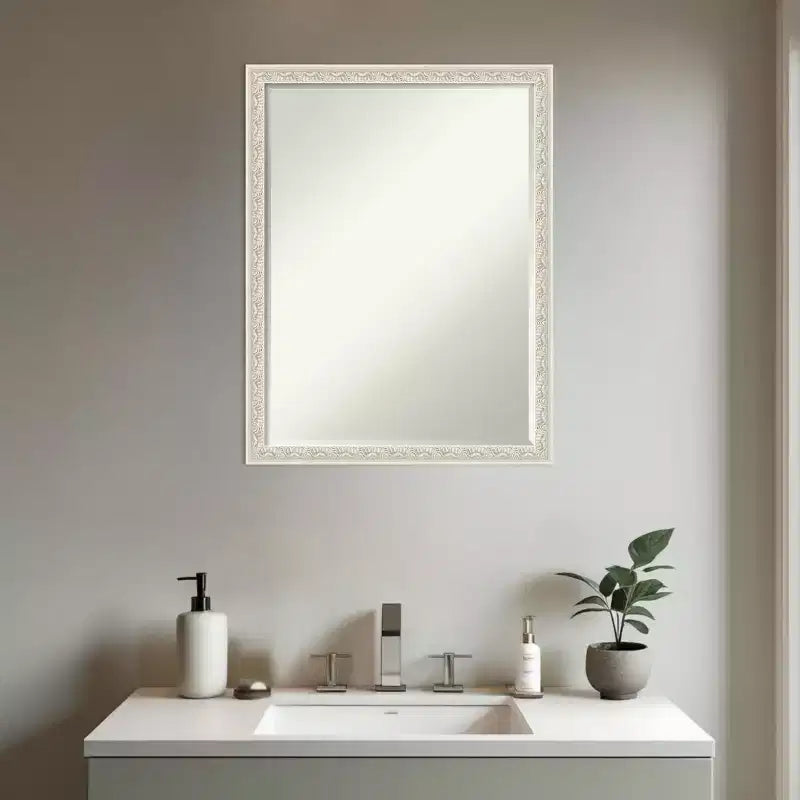 Amanti Art Bethany Half-Inch-Bevel Wood Framed Bathroom Vanity Wall Mirror