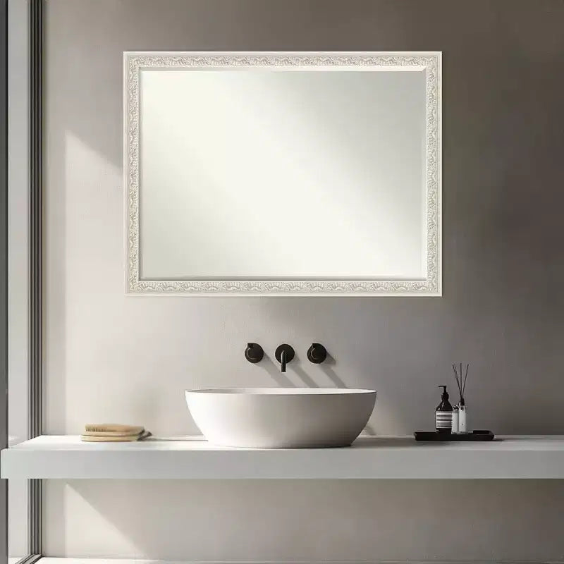 Amanti Art Bethany Half-Inch-Bevel Wood Framed Bathroom Vanity Wall Mirror
