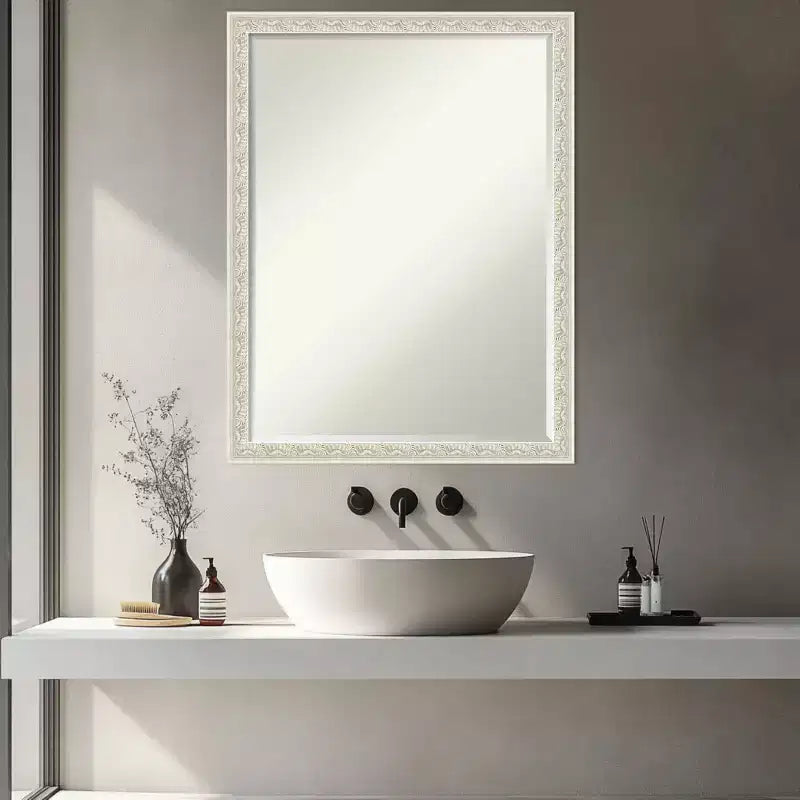 Amanti Art Bethany Half-Inch-Bevel Wood Framed Bathroom Vanity Wall Mirror