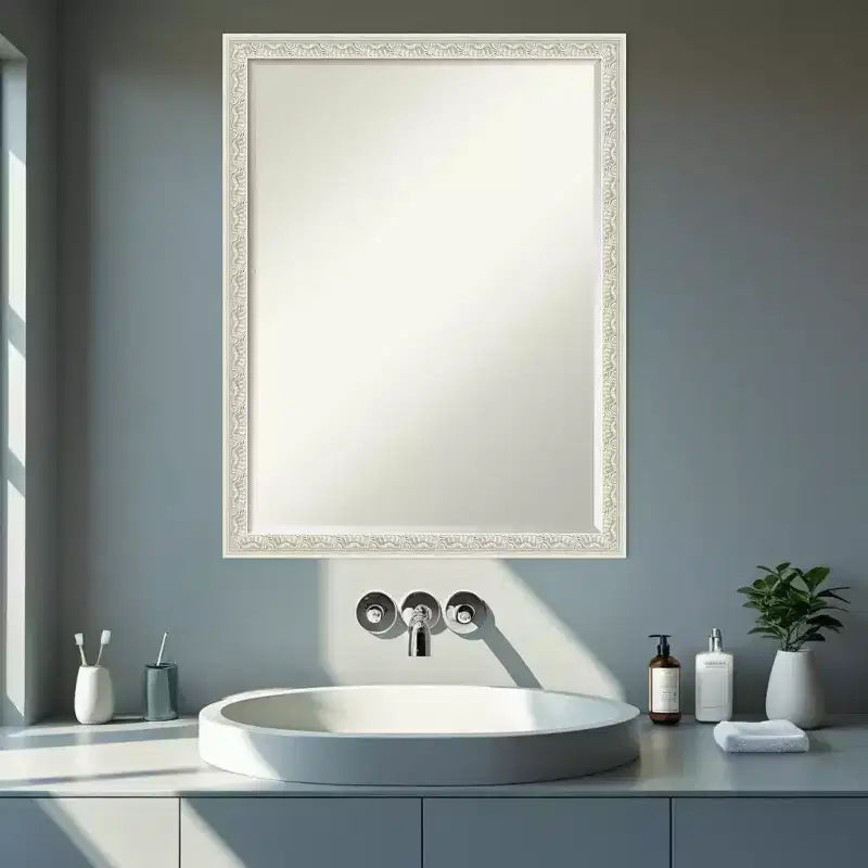 Amanti Art Bethany Half-Inch-Bevel Wood Framed Bathroom Vanity Wall Mirror