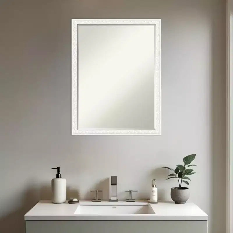 Amanti Art Bethany Half-Inch-Bevel Wood Framed Bathroom Vanity Wall Mirror