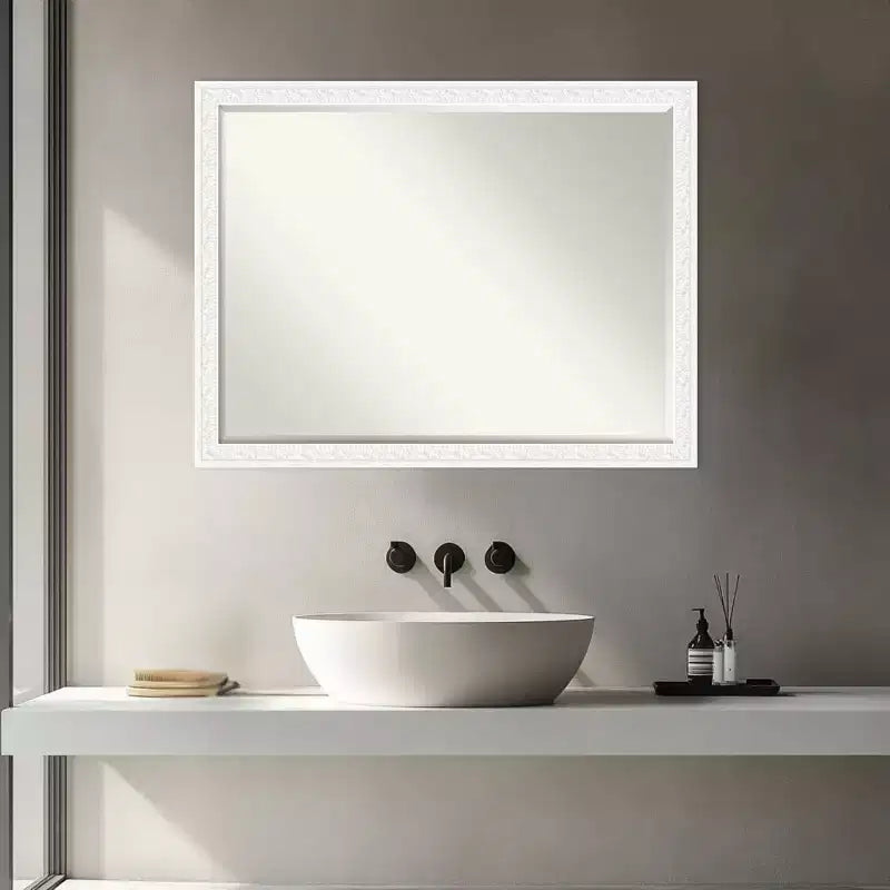 Amanti Art Bethany Half-Inch-Bevel Wood Framed Bathroom Vanity Wall Mirror