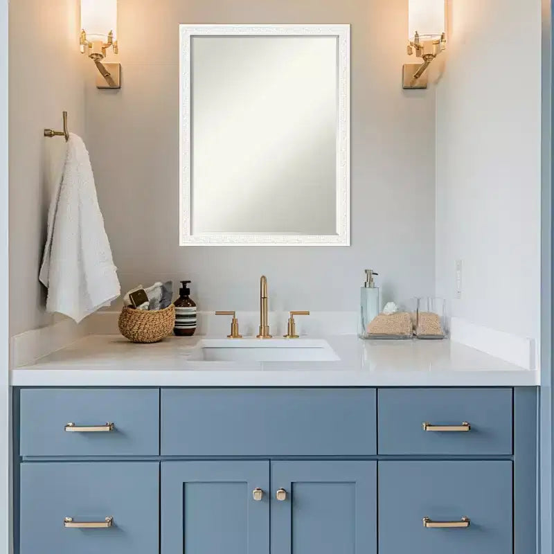 Amanti Art Bethany Half-Inch-Bevel Wood Framed Bathroom Vanity Wall Mirror