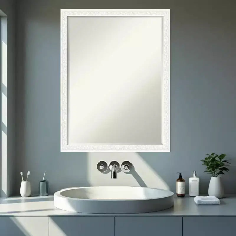 Amanti Art Bethany Half-Inch-Bevel Wood Framed Bathroom Vanity Wall Mirror