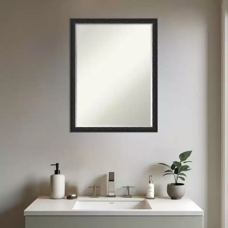 Amanti Art Bethany Half-Inch-Bevel Wood Framed Bathroom Vanity Wall Mirror