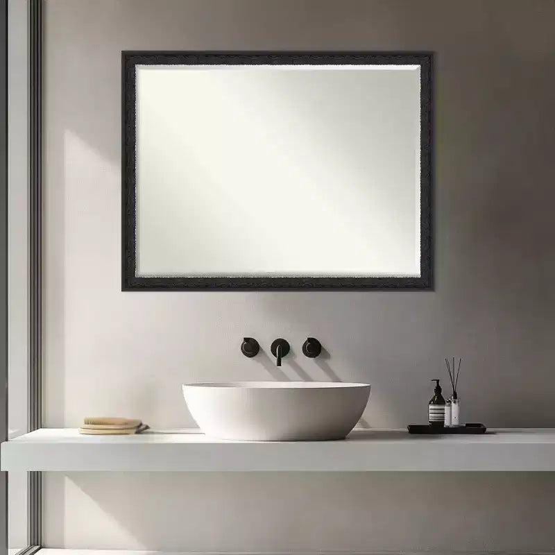 Amanti Art Bethany Half-Inch-Bevel Wood Framed Bathroom Vanity Wall Mirror