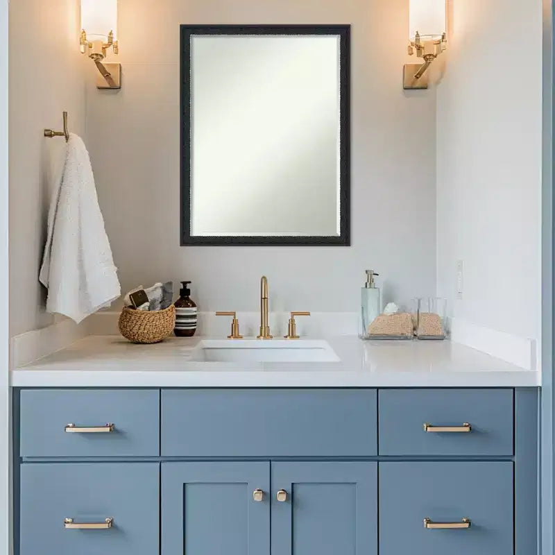 Amanti Art Bethany Half-Inch-Bevel Wood Framed Bathroom Vanity Wall Mirror