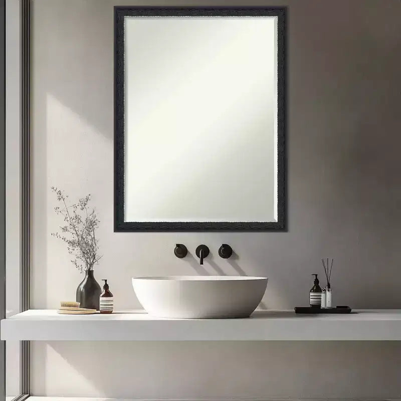 Amanti Art Bethany Half-Inch-Bevel Wood Framed Bathroom Vanity Wall Mirror