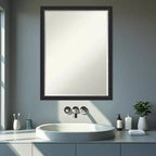 Amanti Art Bethany Half-Inch-Bevel Wood Framed Bathroom Vanity Wall Mirror