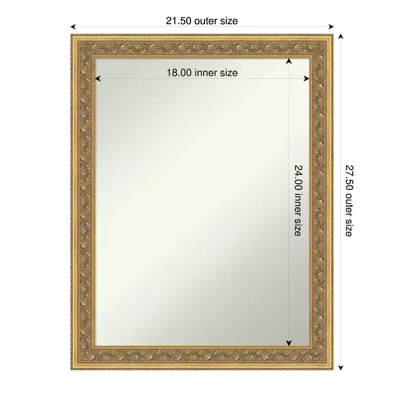 Specchio da Parete per Bagno Amanti Art Carter Dark Gold Senza Smussi con Cornice in Legno