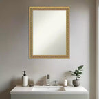 Specchio da Parete per Bagno Amanti Art Carter Dark Gold Senza Smussi con Cornice in Legno