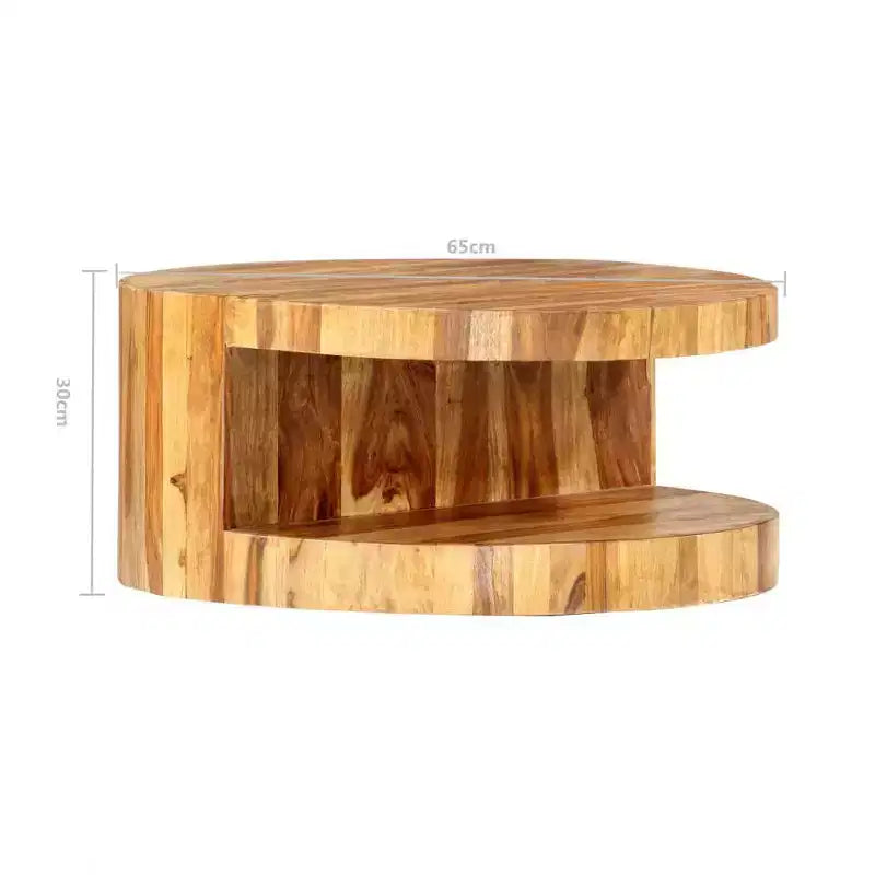 vidaXL Tavolino da caffè in Legno massello di Sheesham Naturale 65 cm Diam.