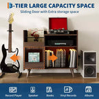 Mobiletto porta dischi in vinile rustico 33 giri, con ripiano per giradischi, capacità fino a 350 album, tavolo per giradischi da camera da letto