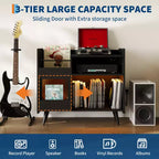 Mobiletto porta dischi in vinile rustico 33 giri, con ripiano per giradischi, capacità fino a 350 album, tavolo per giradischi da camera da letto